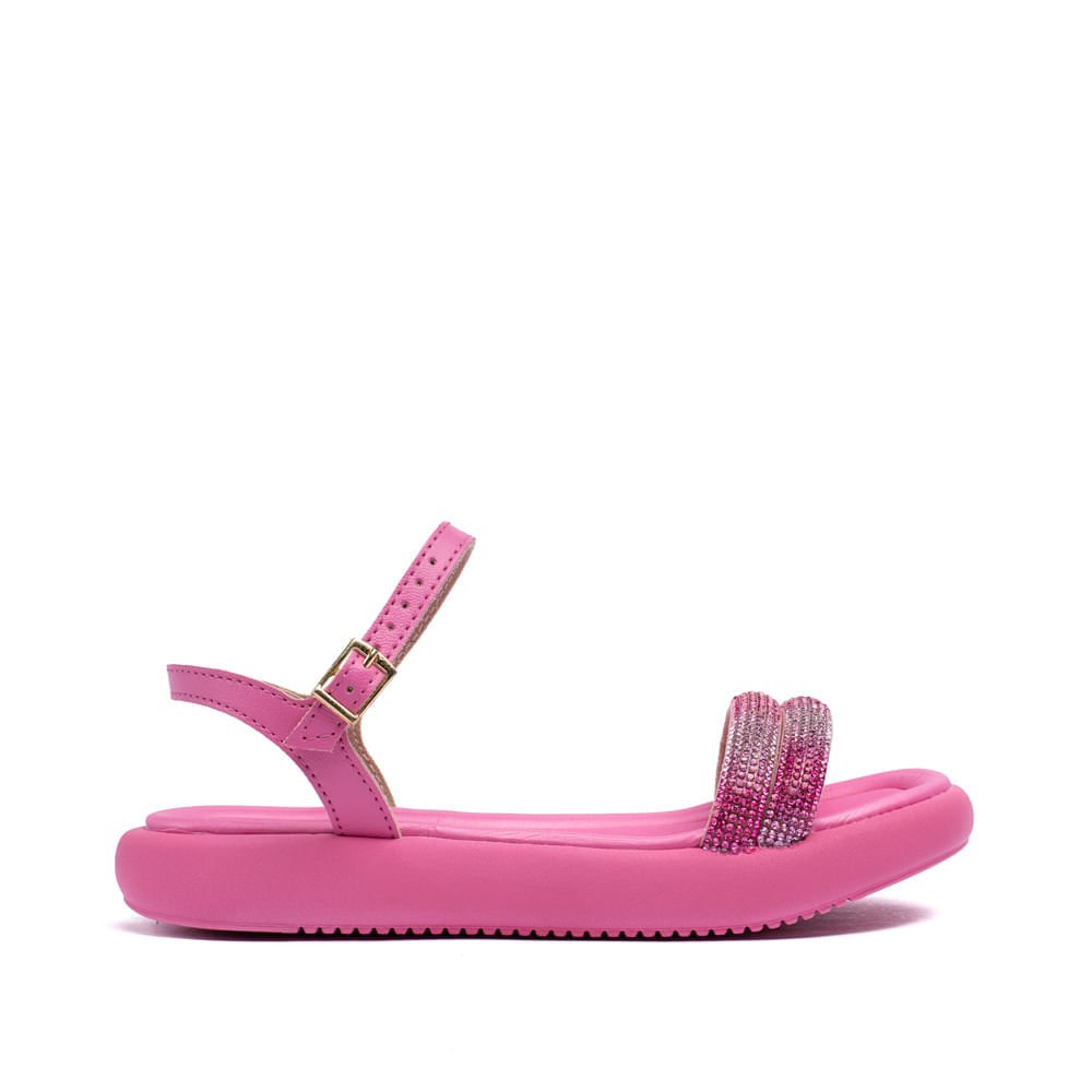Sandália Infantil Molekinha Flatform com Strass Pink