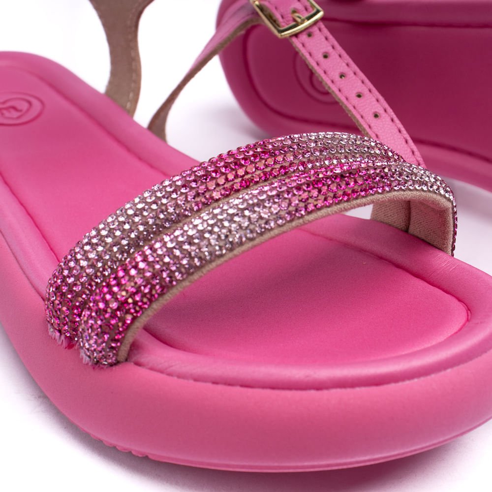 Sandália Infantil Molekinha Flatform com Strass Pink Rosa 5