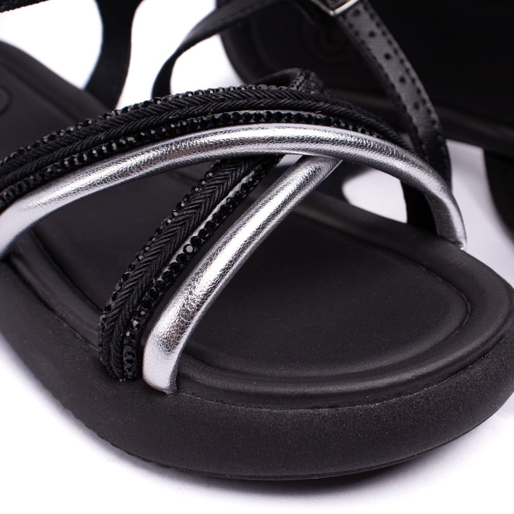 Sandália Infantil Molekinha com Tira Metalizada Preta Preto 5