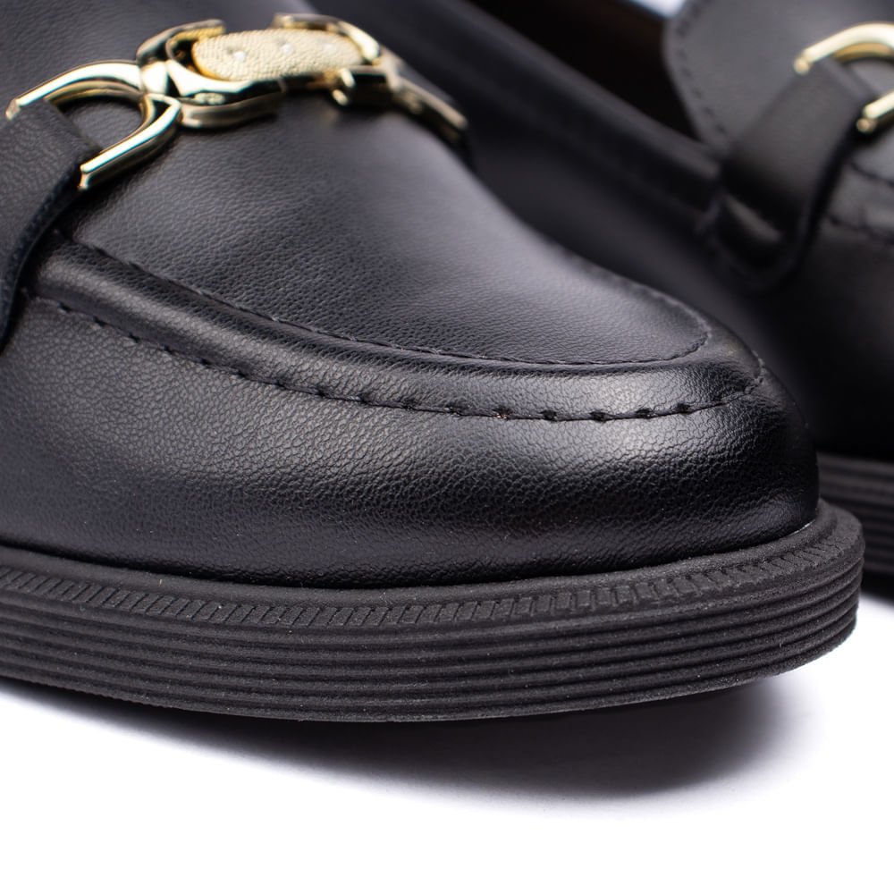 Mocassim Feminino Moleca Enfeite com Brilho Preto Preto 6
