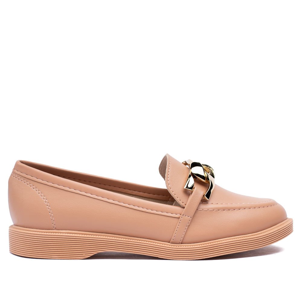 Mocassim Feminino Moleca Maxi Corrente Nude