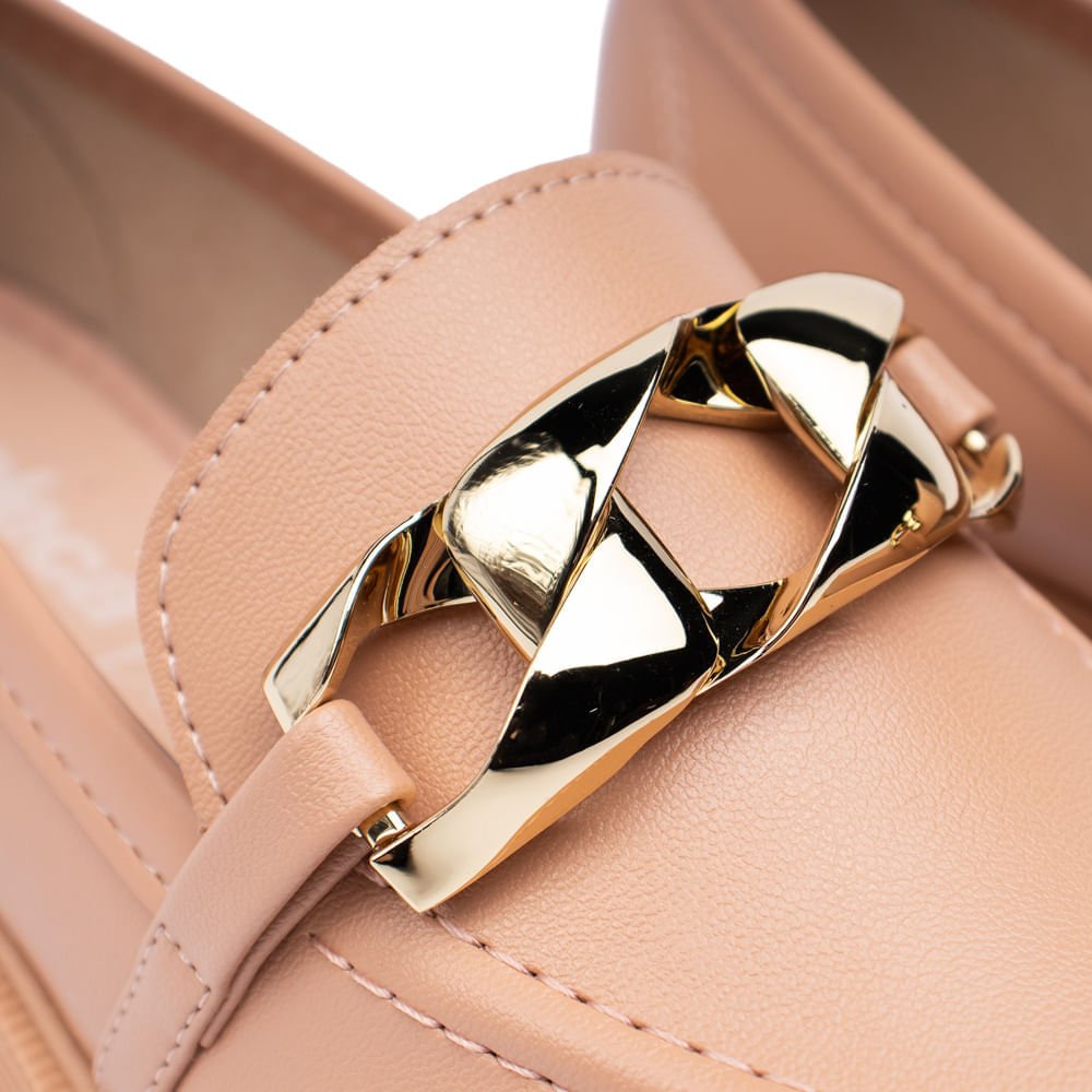 Mocassim Feminino Moleca Maxi Corrente Nude Bege 5