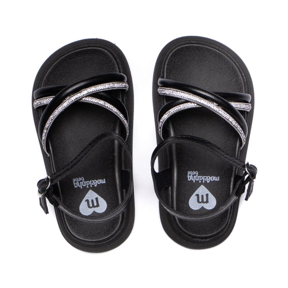 Sandália Infantil Molekinha Bebê Papete com Brilho Preto Preto 4