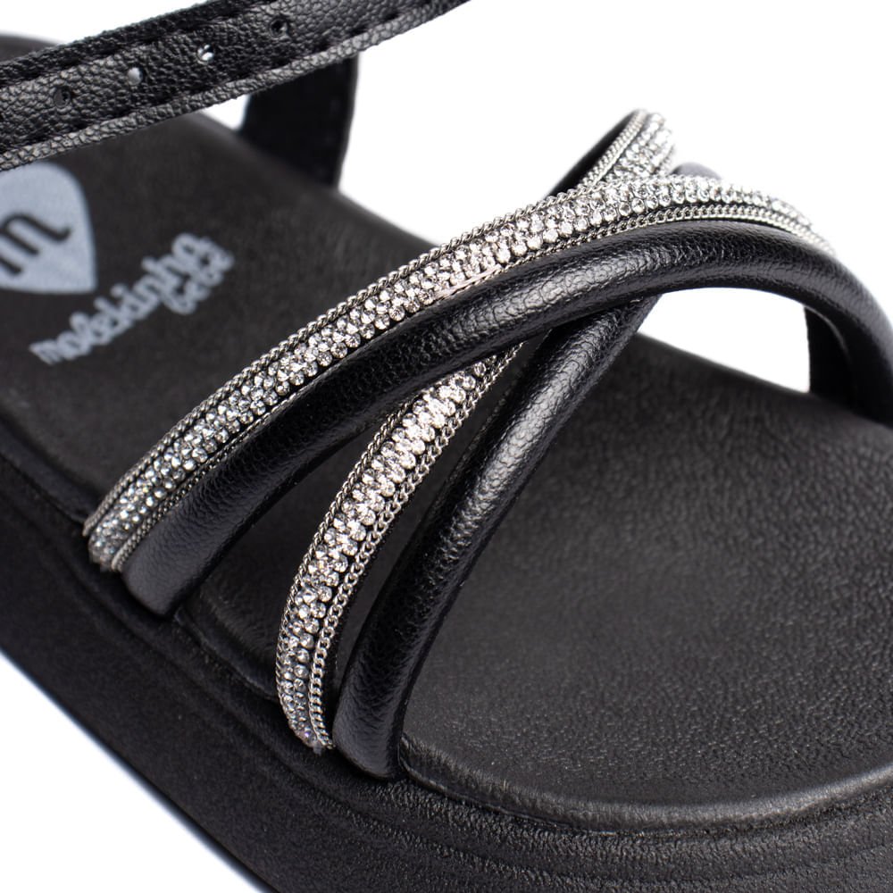 Sandália Infantil Molekinha Bebê Papete com Brilho Preto Preto 6
