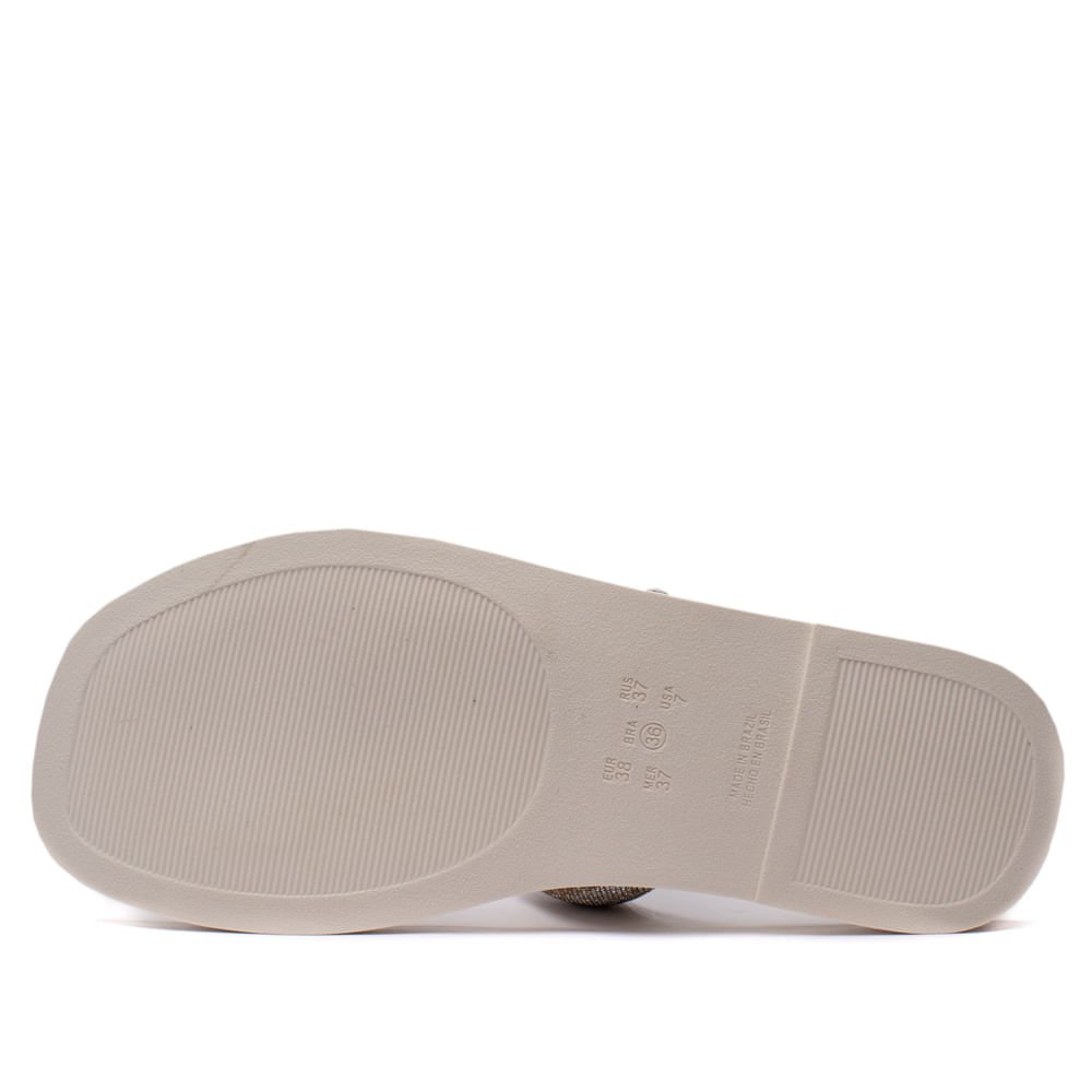 Rasteira Feminina Ramarim Tiras com Strass Off White Branco 3