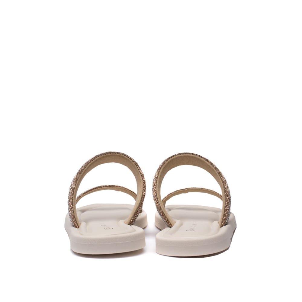 Rasteira Feminina Ramarim Tiras com Strass Off White Branco 4