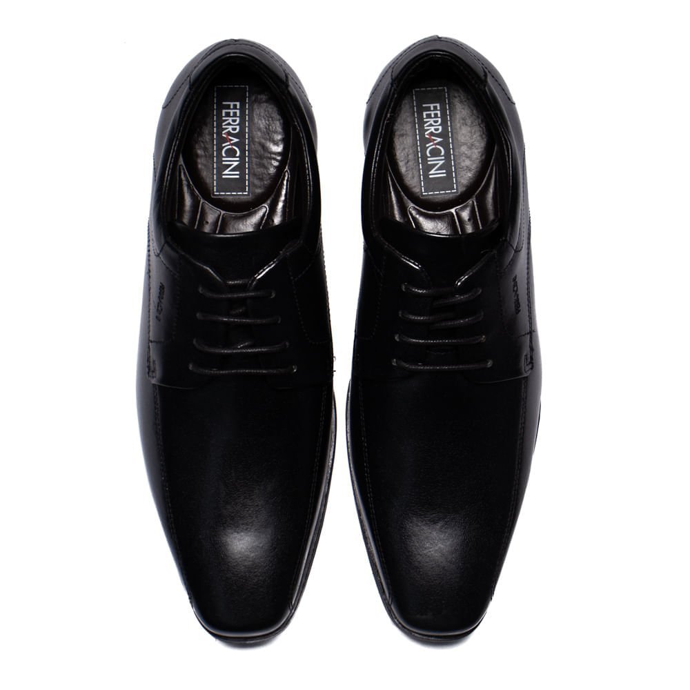 Sapato Social Masculino Ferracini London com Cadarço Preto Preto 4