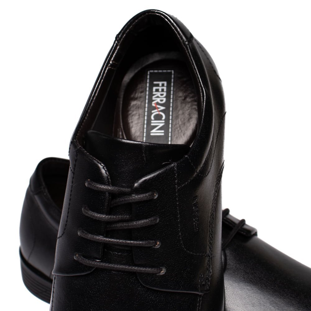 Sapato Social Masculino Ferracini London com Cadarço Preto Preto 6