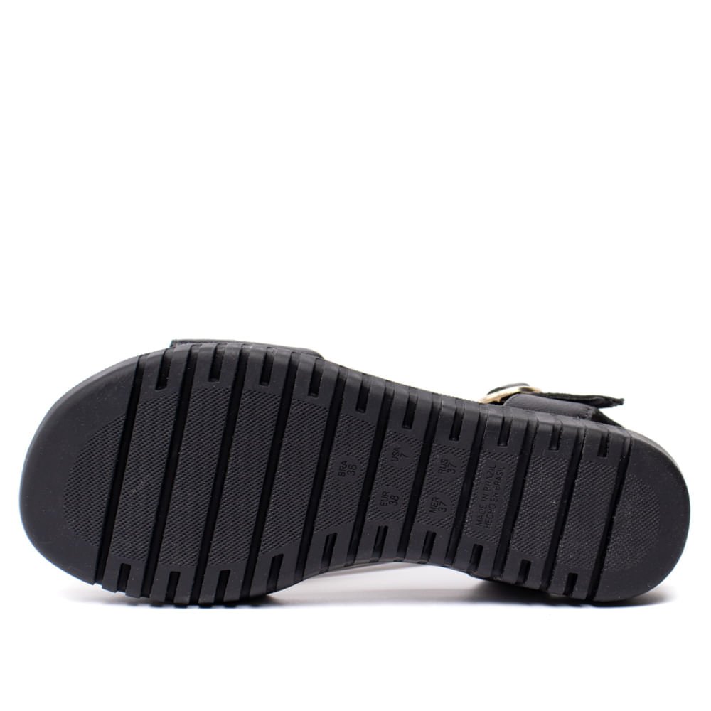 Sandália Feminina Comfortflex Papete em Couro com Fivela Preto Preto 2