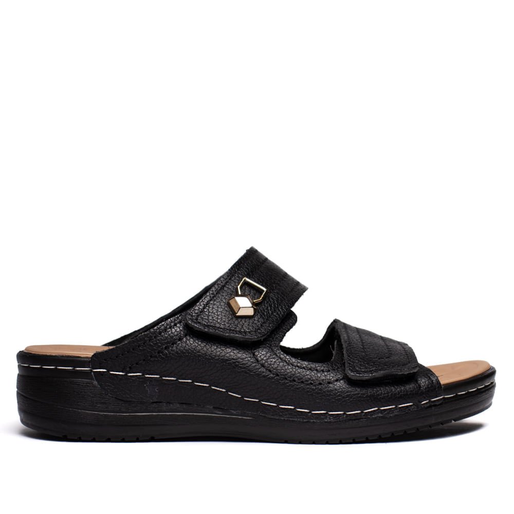 Tamanco Feminino Pegada Comfy Tiras Aderentes Preto