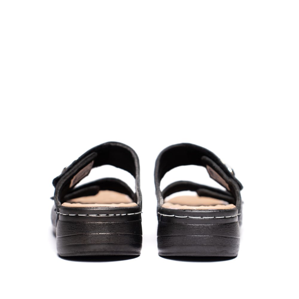 Tamanco Feminino Pegada Comfy Tiras Aderentes Preto Preto 3