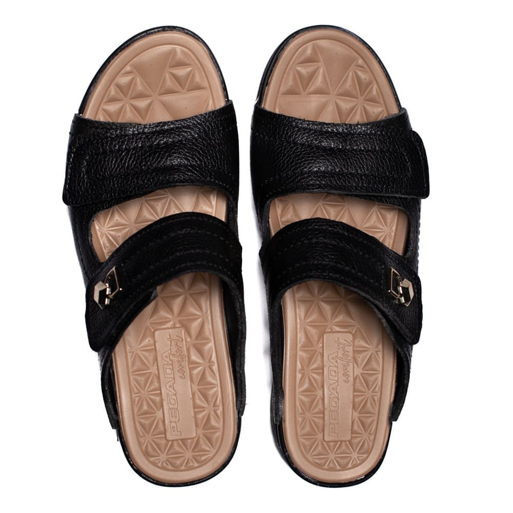 Tamanco Feminino Pegada Comfy Tiras Aderentes Preto Preto 4