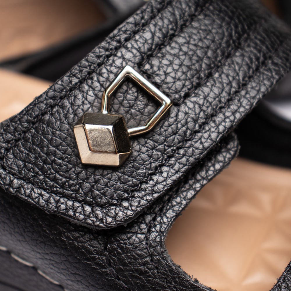 Tamanco Feminino Pegada Comfy Tiras Aderentes Preto Preto 5