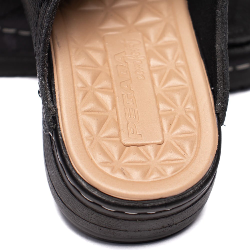 Tamanco Feminino Pegada Comfy Tiras Aderentes Preto Preto 6