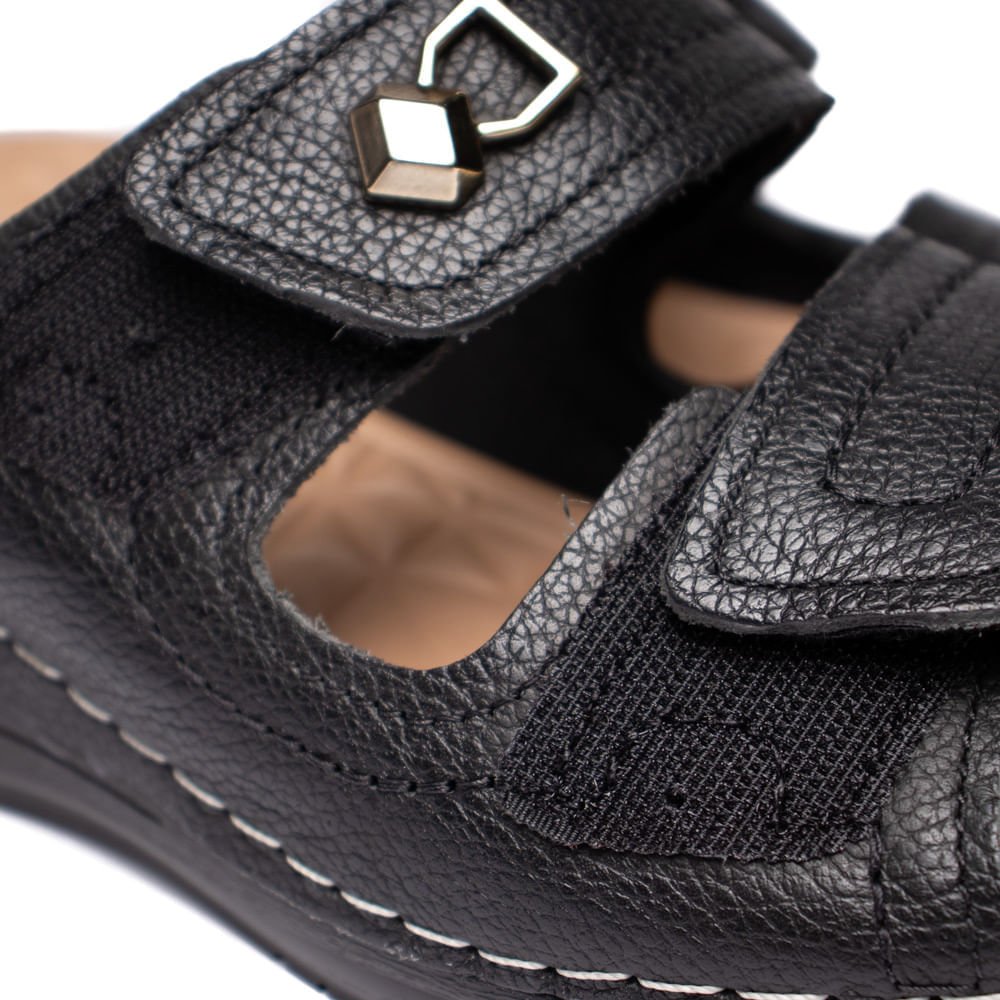 Tamanco Feminino Pegada Comfy Tiras Aderentes Preto Preto 7