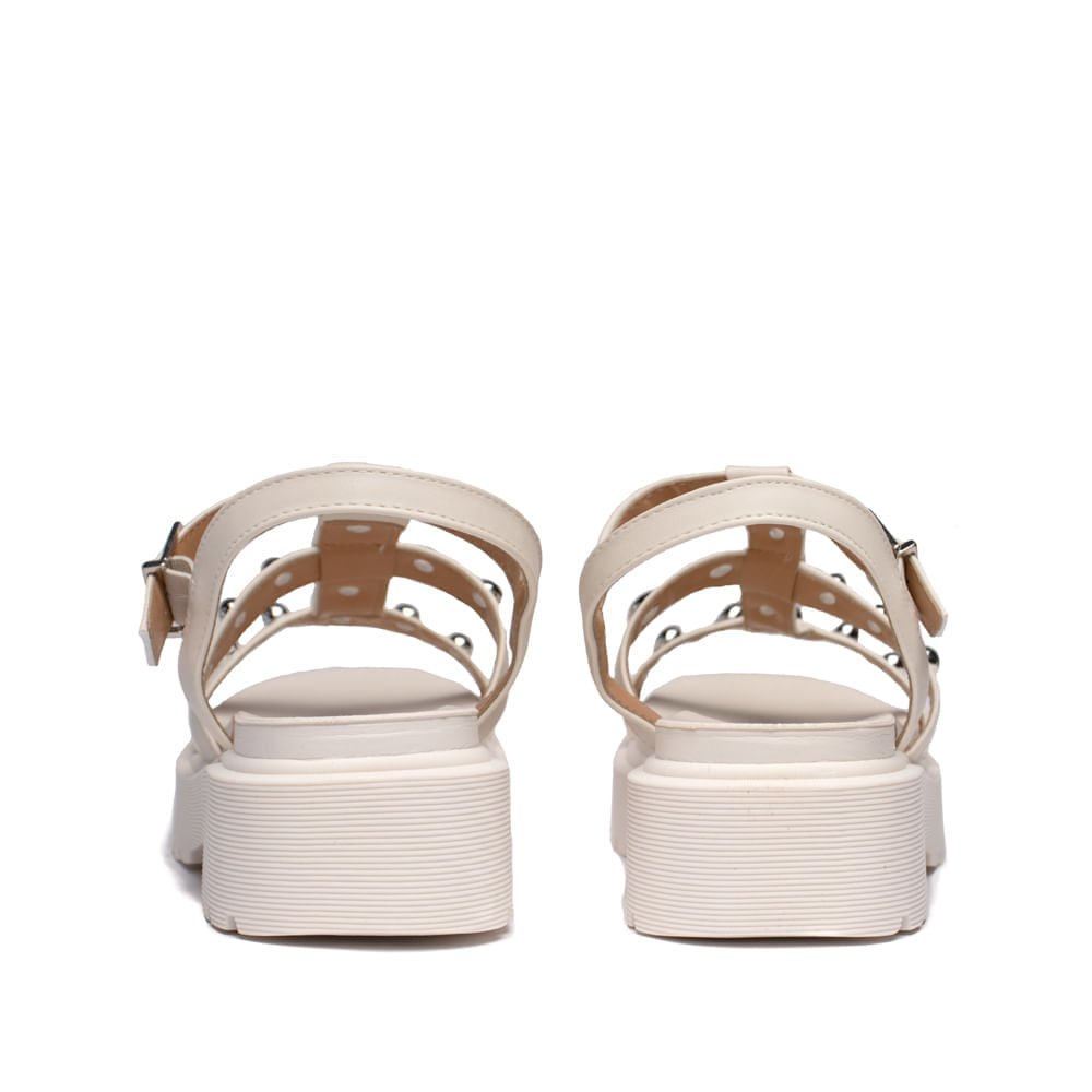 Sandália Feminina Vizzano Tratorada com Tachas Off White Branco 3