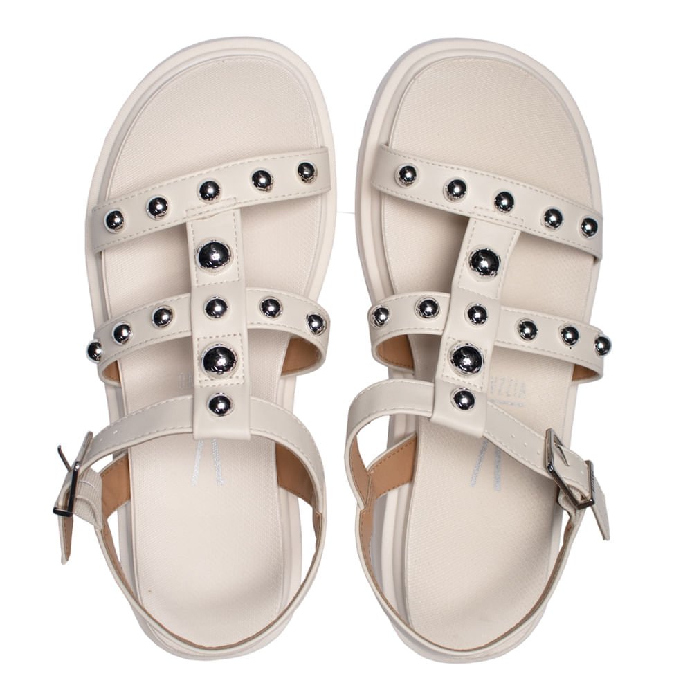 Sandália Feminina Vizzano Tratorada com Tachas Off White Branco 4