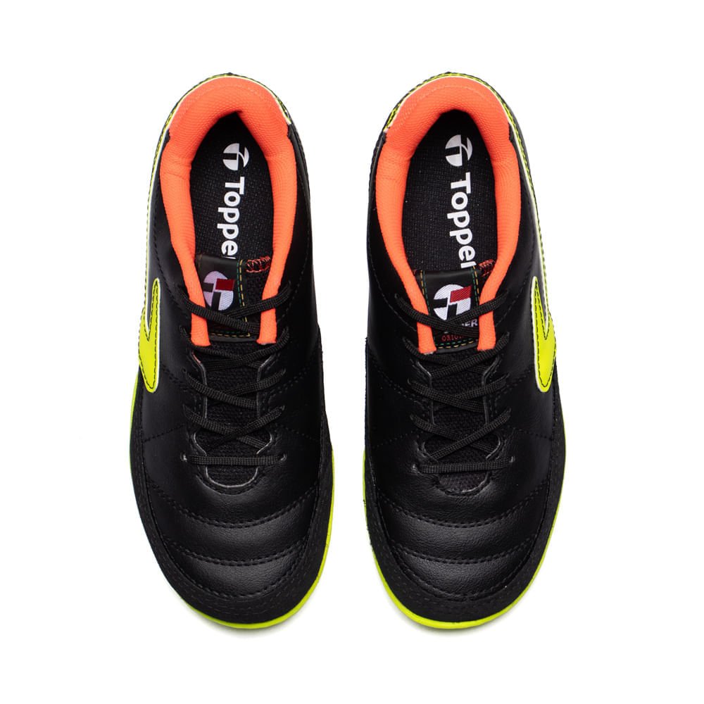 Chuteira Futsal Infantil Topper Titanium X Preto/amarelo Preto/Amarelo 4