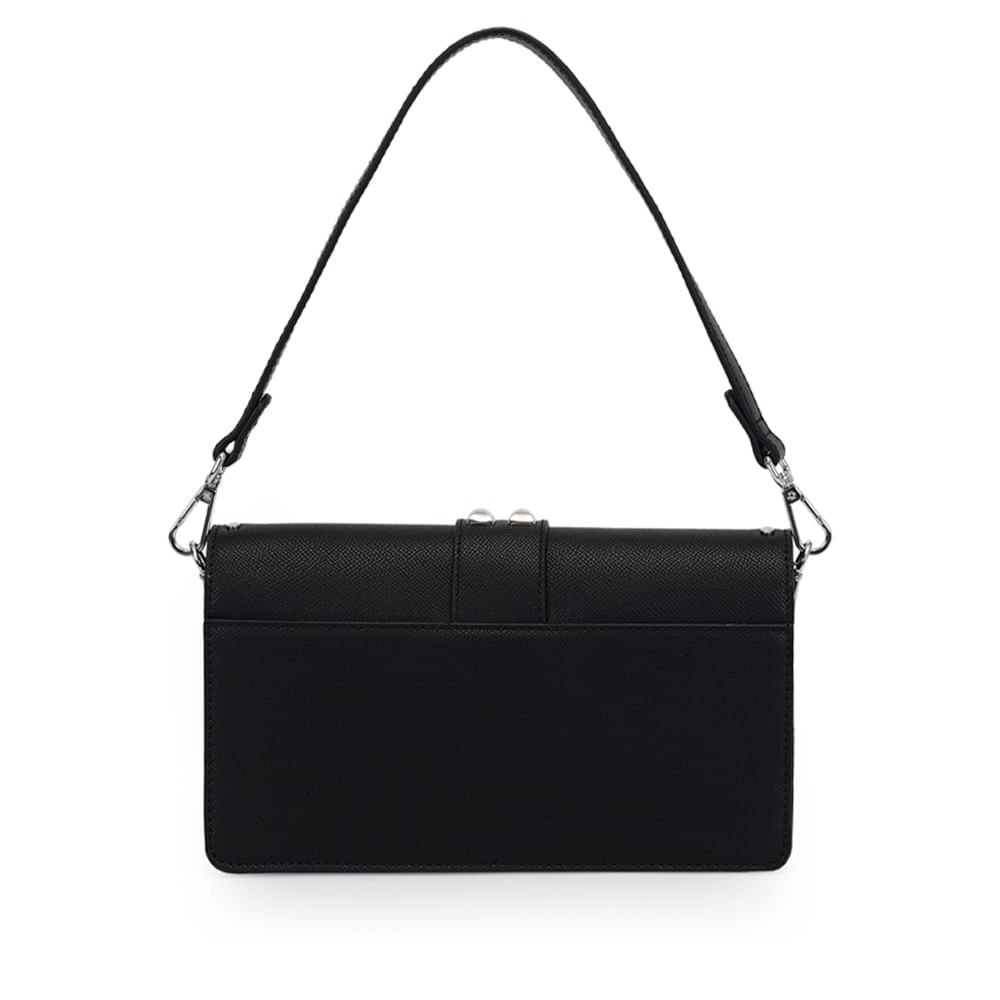 Bolsa Feminina WJ Transversal com Aplicação de Metais Preto Preto 2