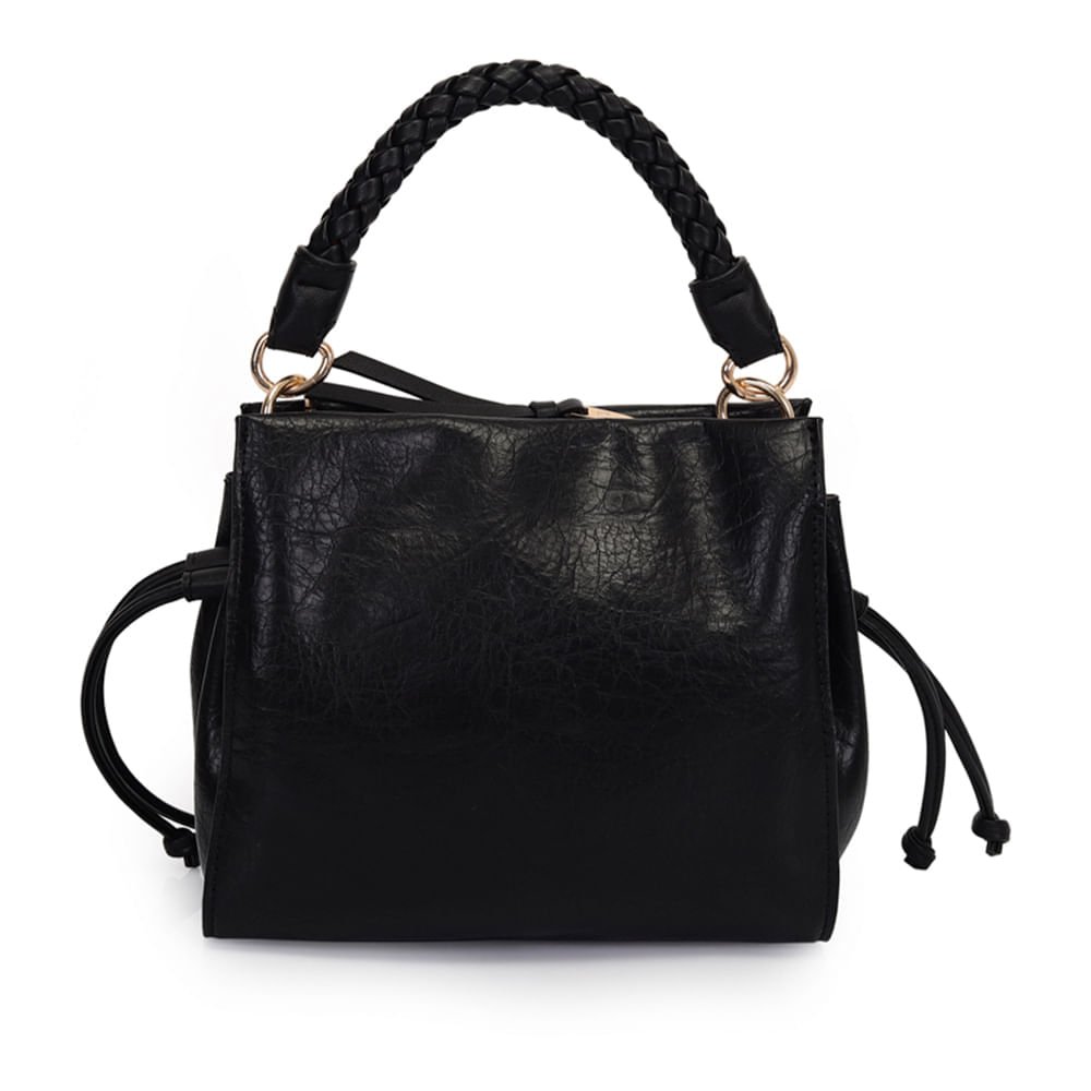 Bolsa Feminina WJ Média com Alça Trançada Preto Preto 2