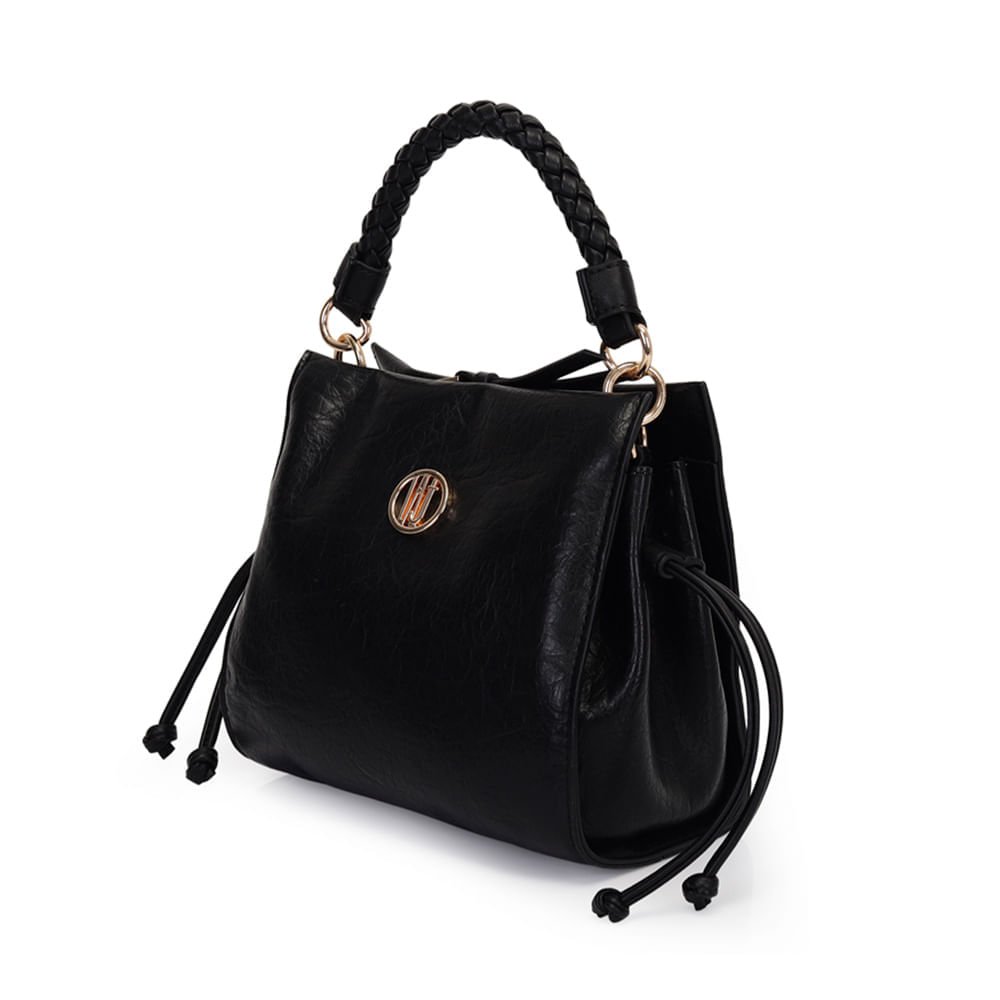 Bolsa Feminina WJ Média com Alça Trançada Preto Preto 3