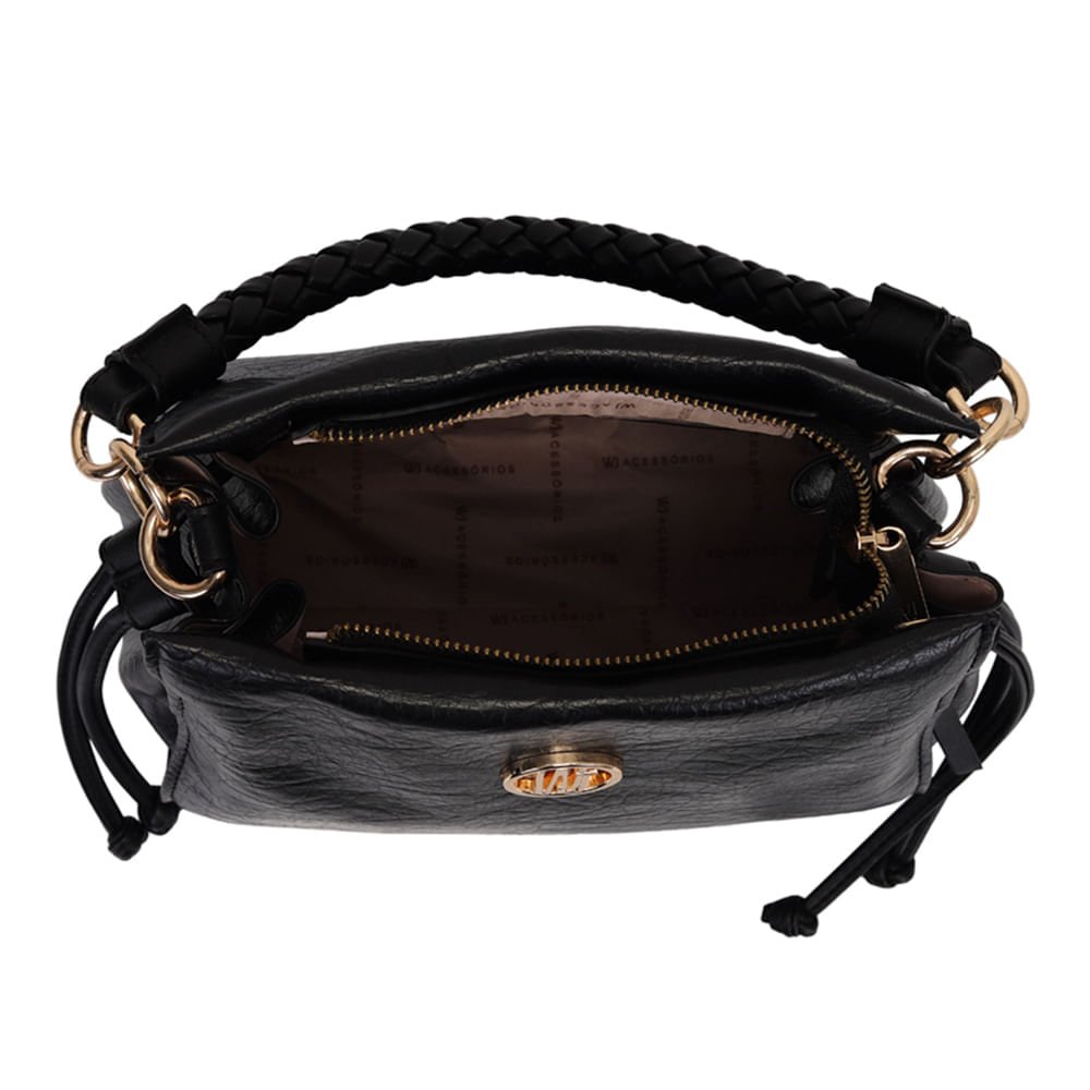 Bolsa Feminina WJ Média com Alça Trançada Preto Preto 4