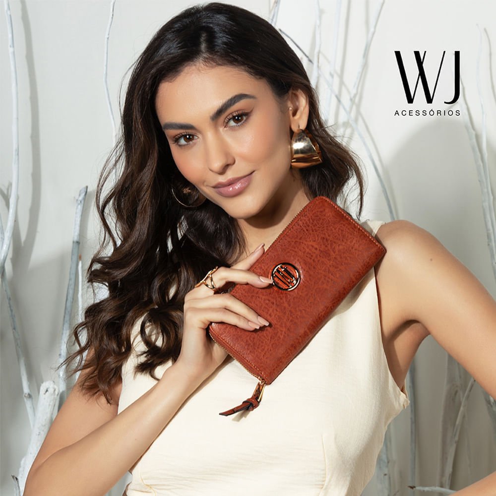 Carteira Feminina WJ Alongada Caramelo Marrom 5