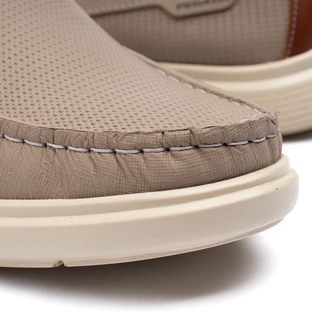 Mocassim Masculino Pegada Navale em Couro Areia Bege 8