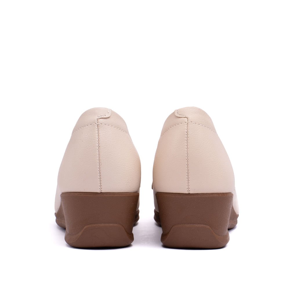 Sapato Feminino Modare Salto Anabela com Corrente Creme Bege 3
