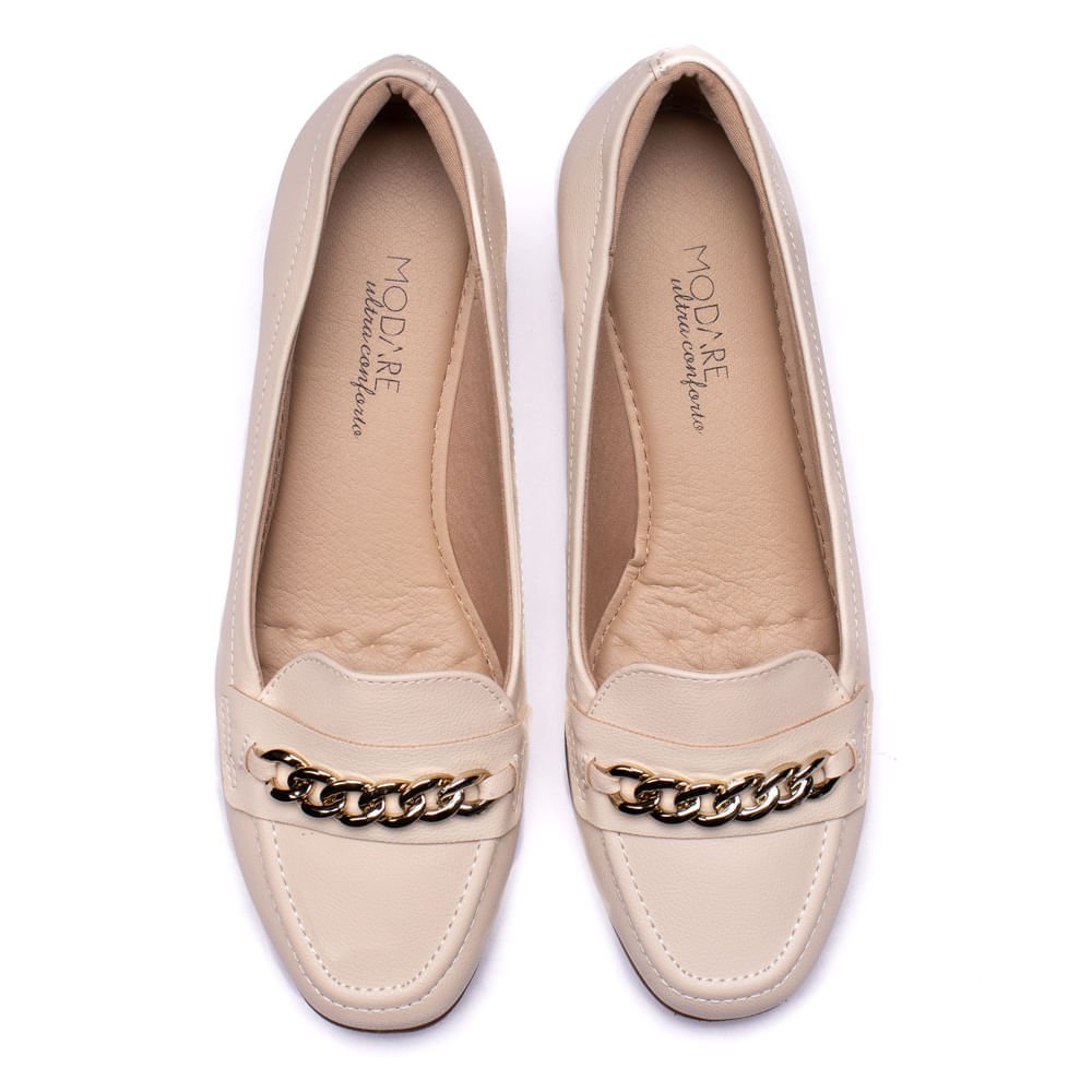 Sapato Feminino Modare Salto Anabela com Corrente Creme Branco 4