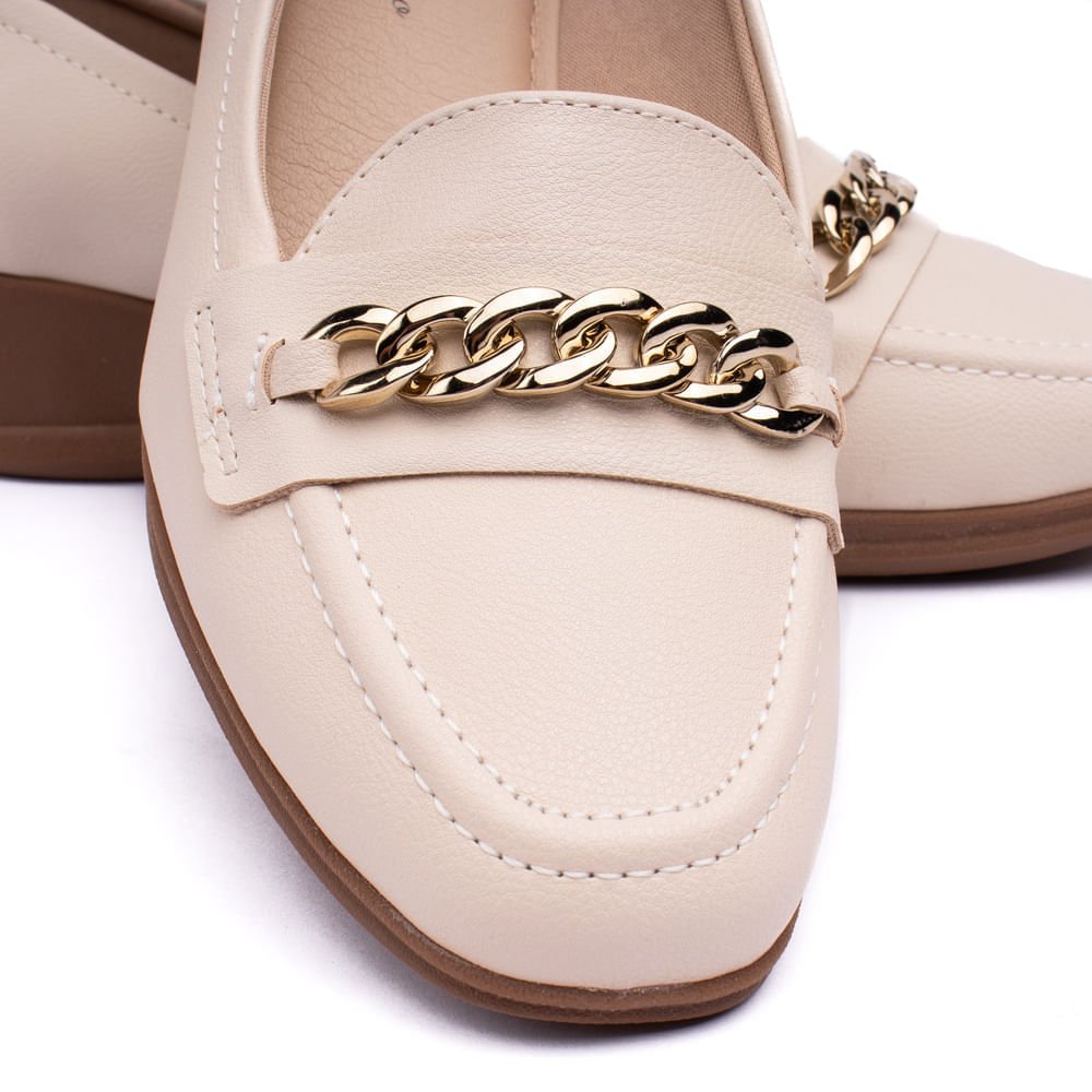 Sapato Feminino Modare Salto Anabela com Corrente Creme Branco 6