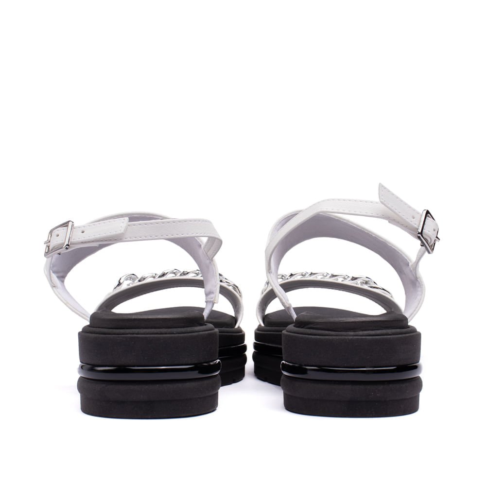 Sandália Feminina Bebecê Flatform com Corrente Branco Branco 3