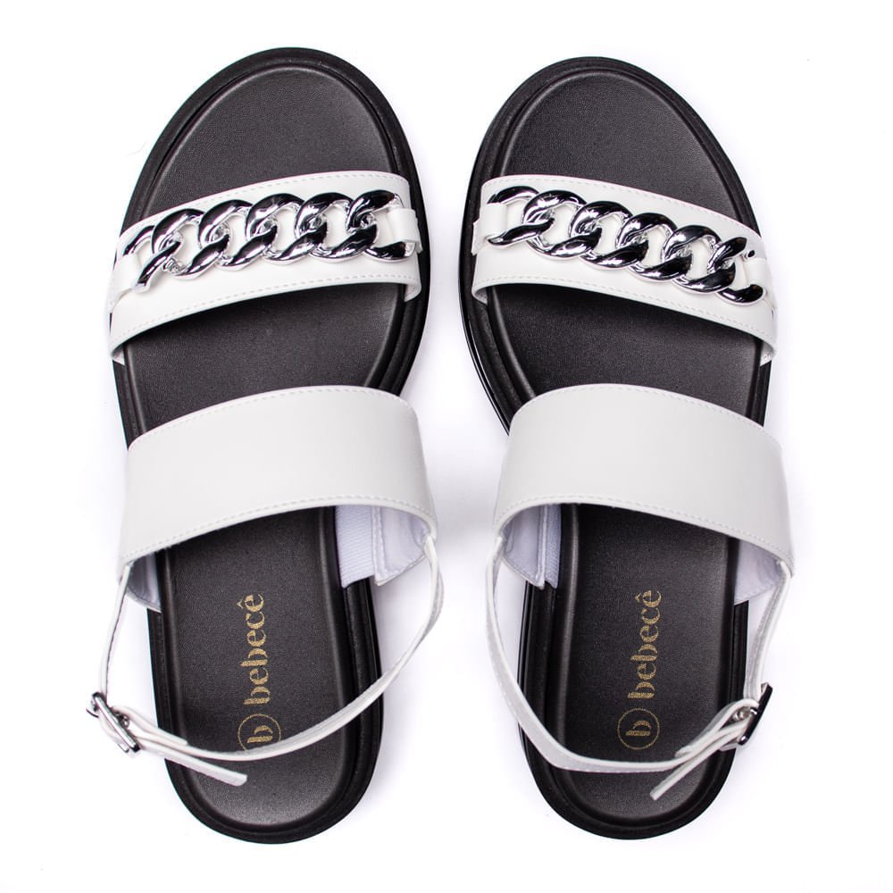 Sandália Feminina Bebecê Flatform com Corrente Branco Branco 4