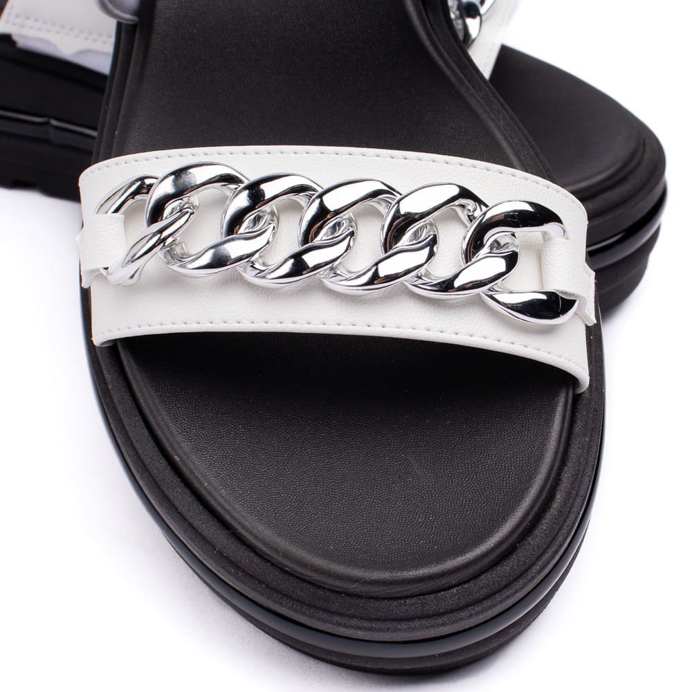 Sandália Feminina Bebecê Flatform com Corrente Branco Branco 5