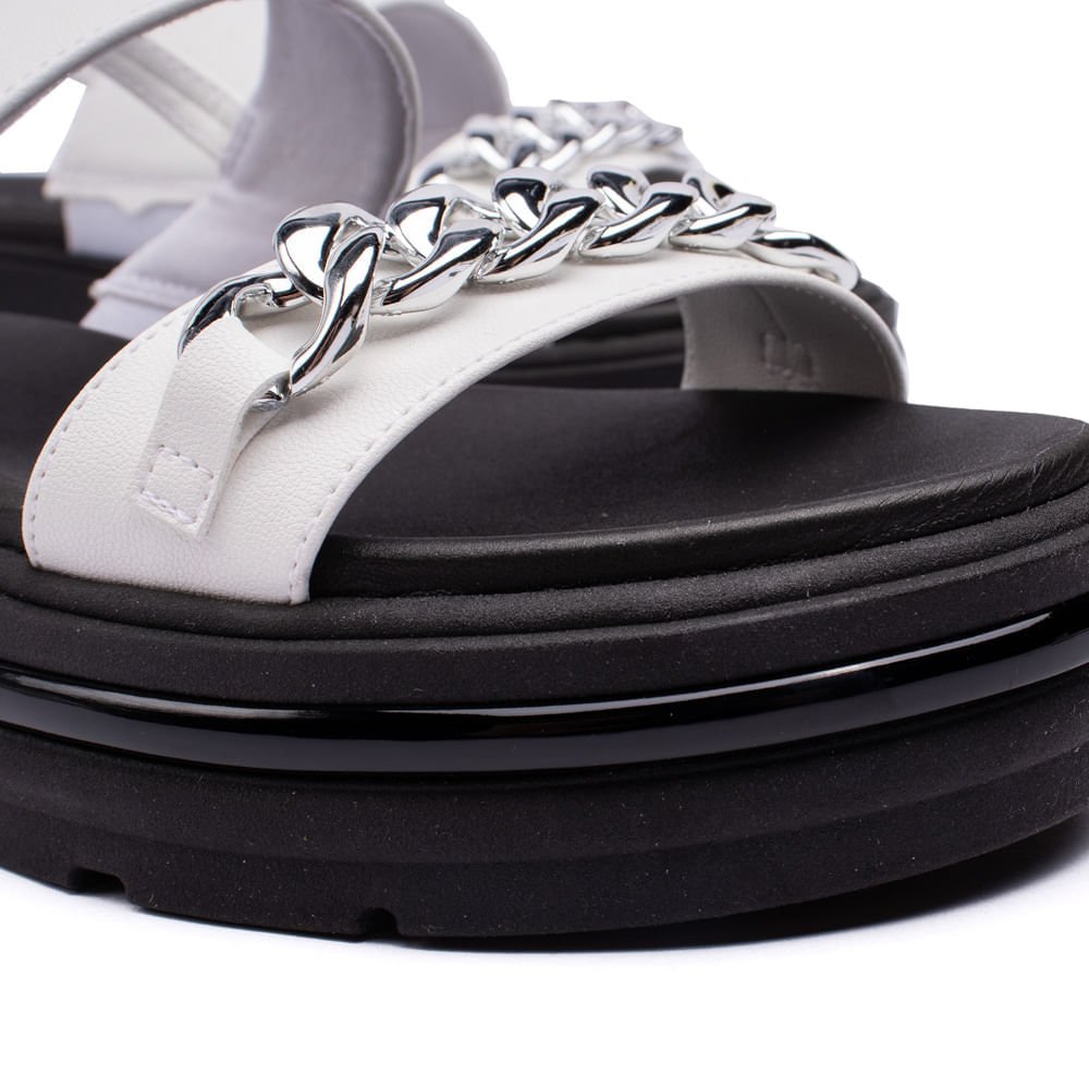 Sandália Feminina Bebecê Flatform com Corrente Branco Branco 6