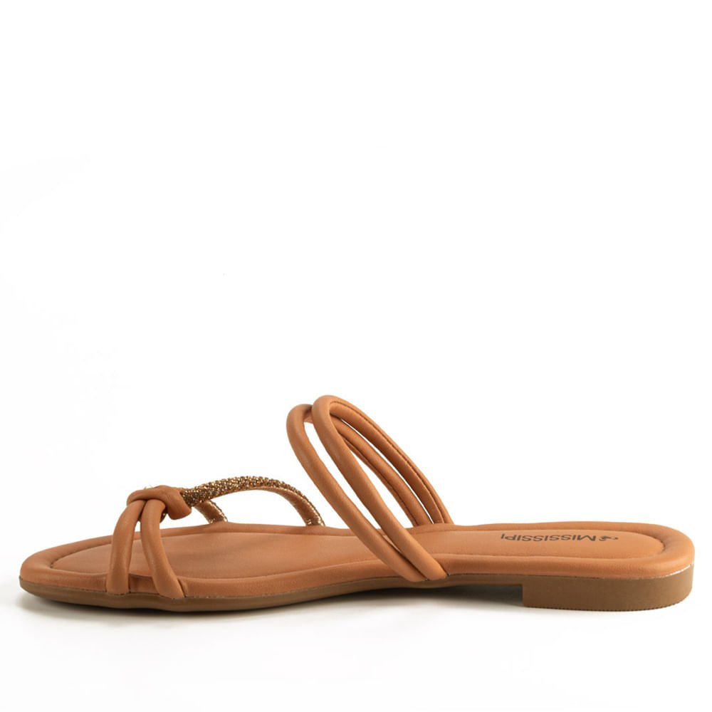 Rasteira Feminina Mississipi Tiras Finas com Nó Caramelo Marrom 4