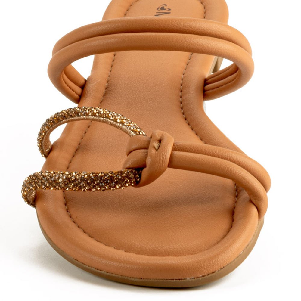 Rasteira Feminina Mississipi Tiras Finas com Nó Caramelo Marrom 5