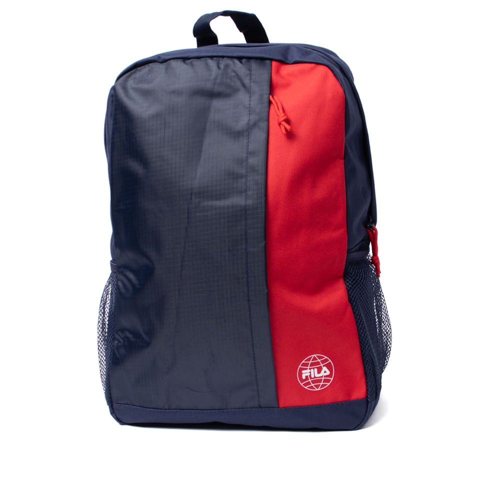 Mochila Unissex Fila Mondo com Logo Marinho/Vermelho