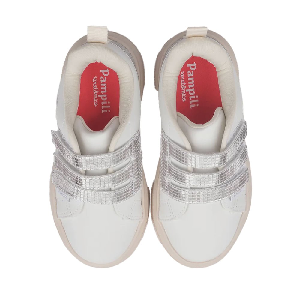 Tênis Infantil Pampili XP24 Detalhe Metalizado Branco Branco 3