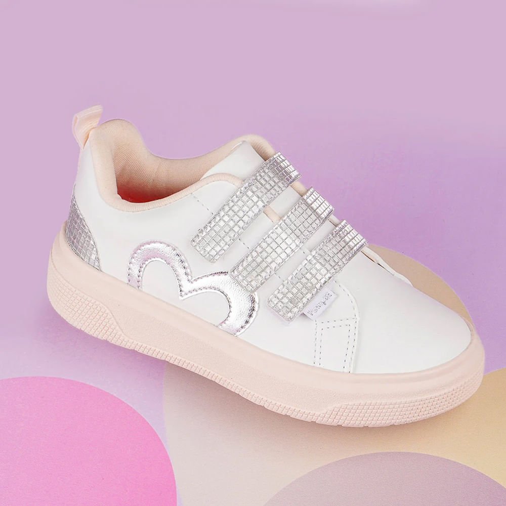 Tênis Infantil Pampili XP24 Detalhe Metalizado Branco Branco 4