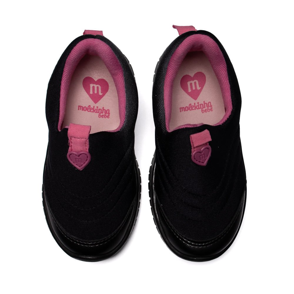 Tênis Infantil Molekinha Tecido Preto/rosa Preto/Rosa 4
