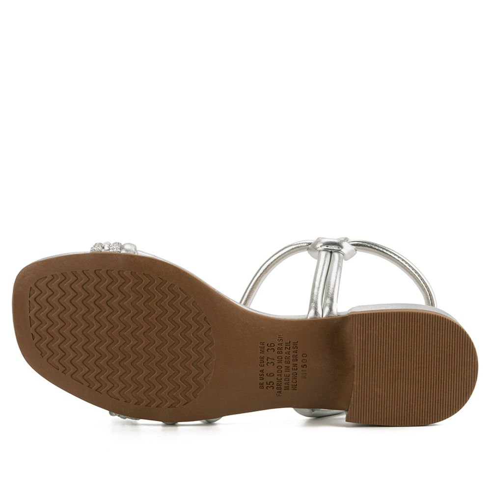 Sandália Feminina Mississipi de Salto Baixo Metalizada Prata Prata 2