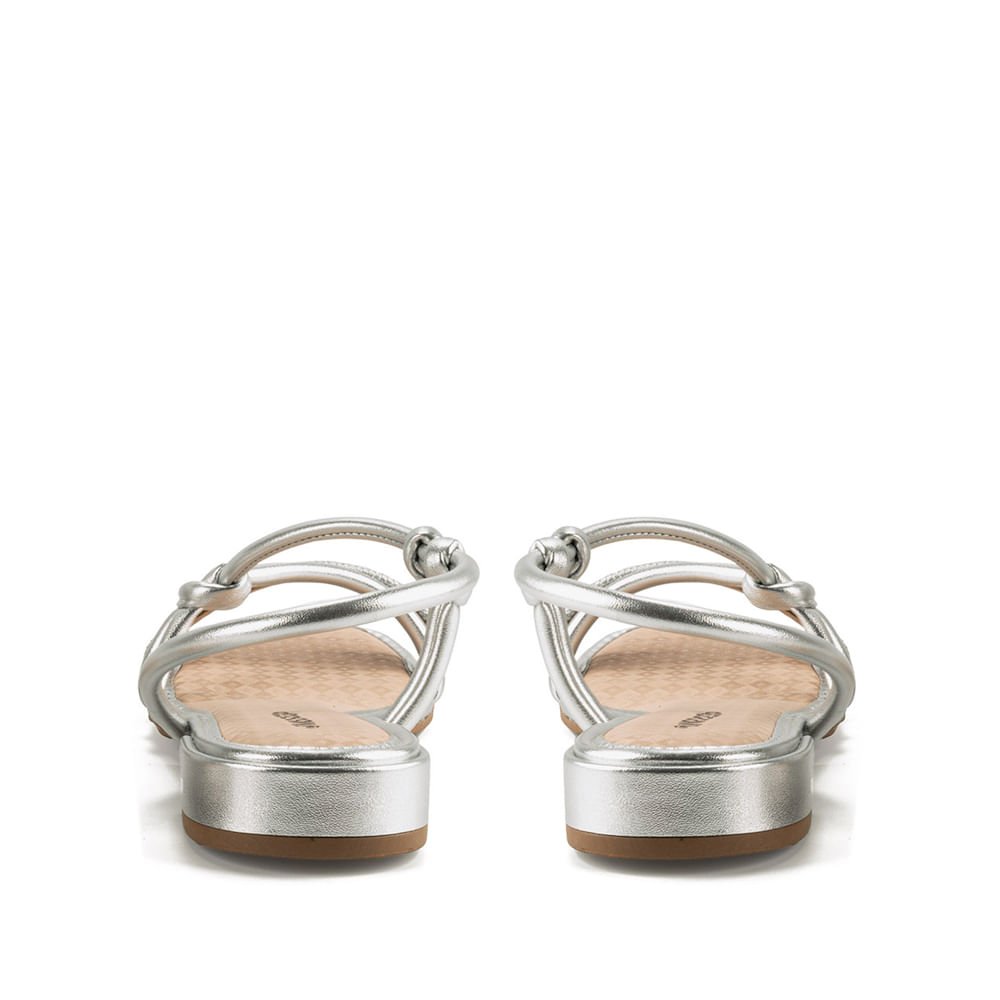 Sandália Feminina Mississipi de Salto Baixo Metalizada Prata Prata 3