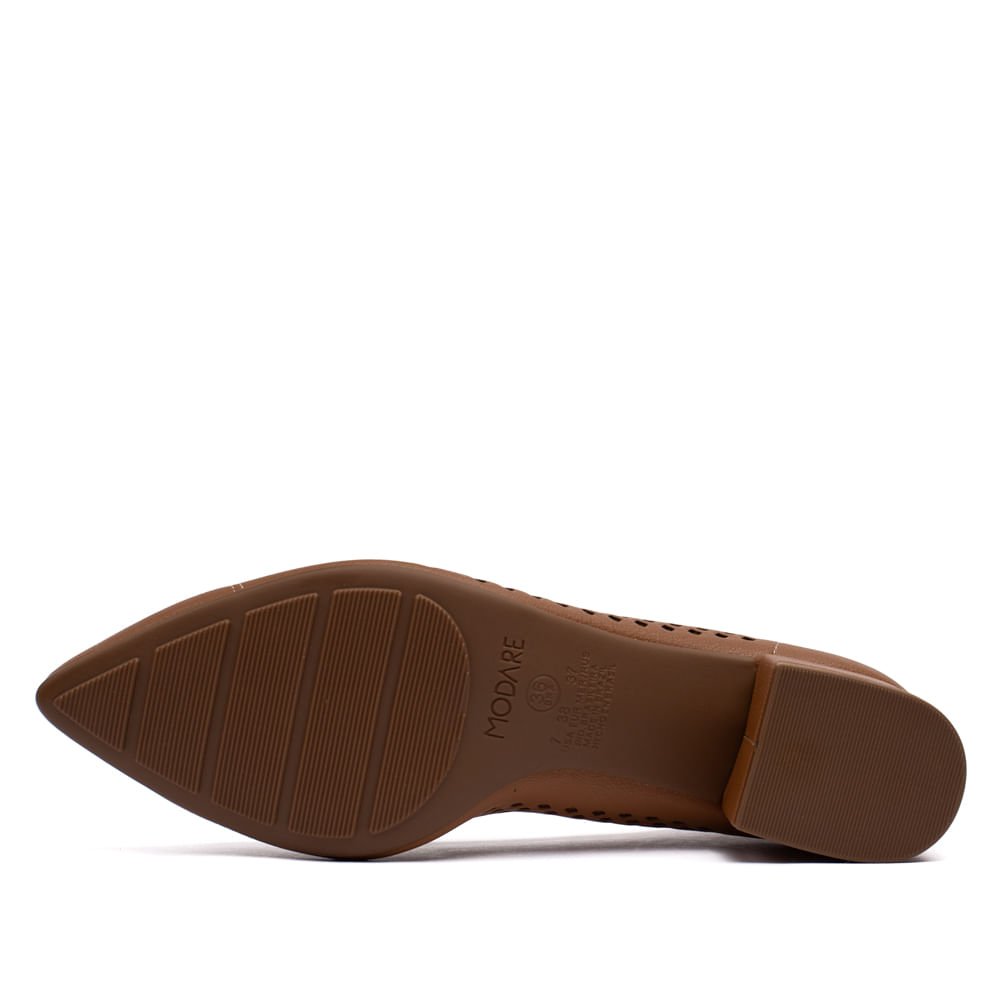 Sapato Feminino Modare com Detalhe Vazado Caramelo Marrom 2