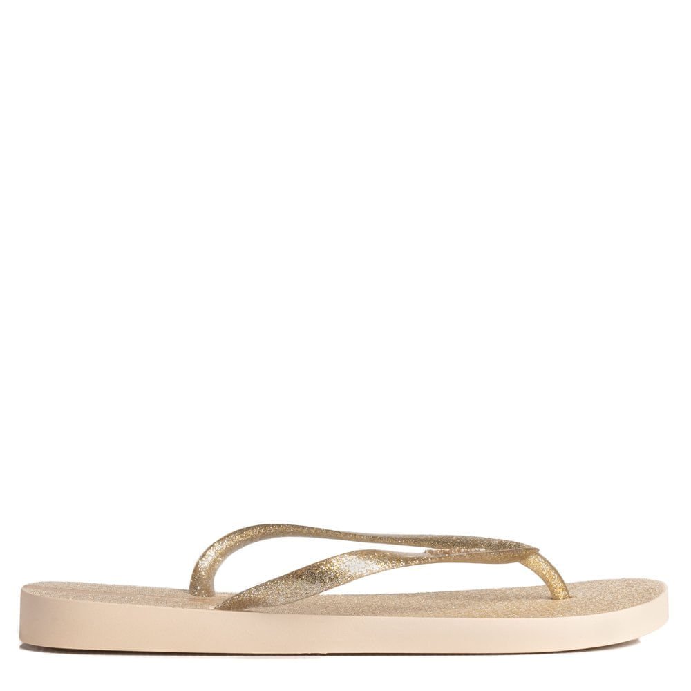 Chinelo Feminino Grendene Ipanema Glitter Bege