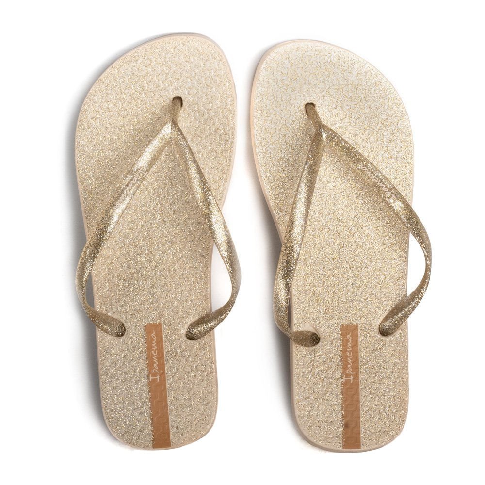 Chinelo Feminino Grendene Ipanema Glitter Bege Bege 4