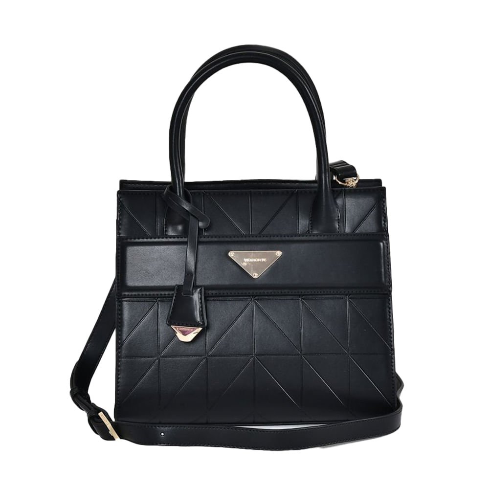 Bolsa Feminina Via Marte Tote Média Matelassê Preto Preto 1