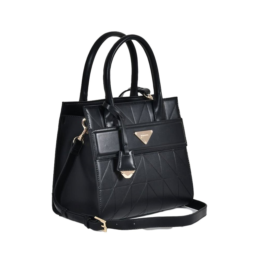 Bolsa Feminina Via Marte Tote Média Matelassê Preto Preto 2