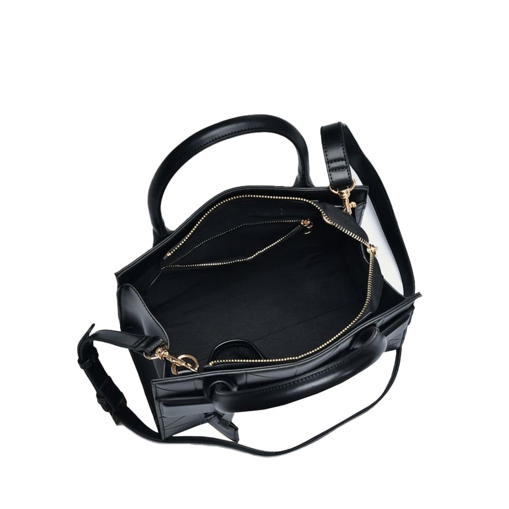 Bolsa Feminina Via Marte Tote Média Matelassê Preto Preto 3