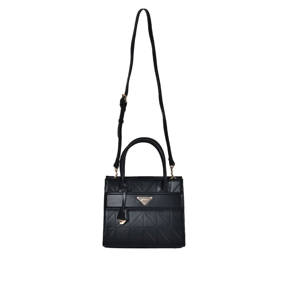 Bolsa Feminina Via Marte Tote Média Matelassê Preto Preto 4